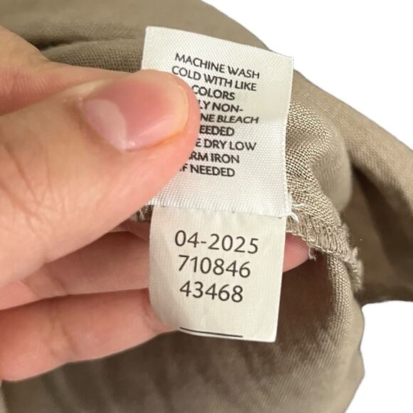 J. Jill 100% Linen Button Down Long Sleeve Tunic Top Tan Brown Lagenlook Size XL - Picture 11 of 12